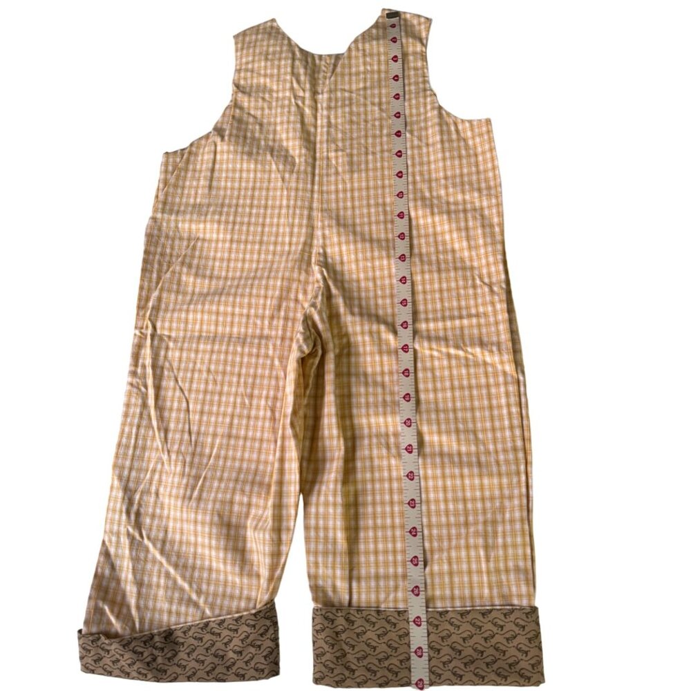 Vintage Quist Kid's Overalls Jumper Yellow Gingham Anchor Buttons Pocket 12-18mo - Picture 4 of 6